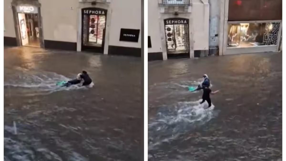 Catania, uomo trascinato via dall’acqua: salvato da un passante