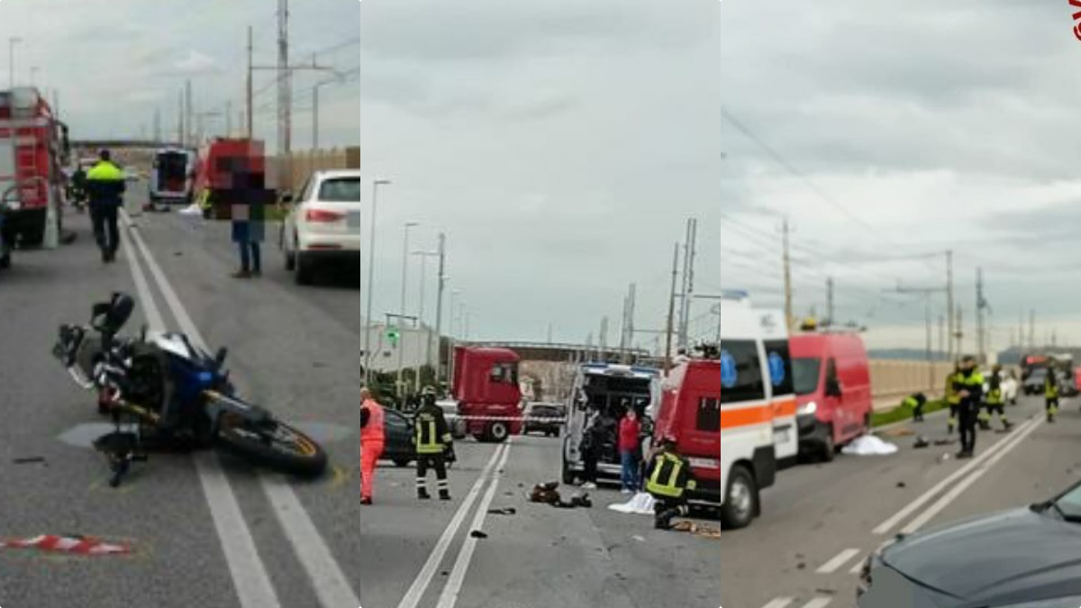 Ancona, incidente mortale: moto si schianta su un’auto, centauro di 26 anni scivola e viene travolto da un furgone