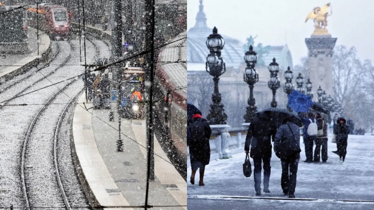 La neve imbianca Parigi (e chiude anche la Tour Eiffel): le immagini da sogno