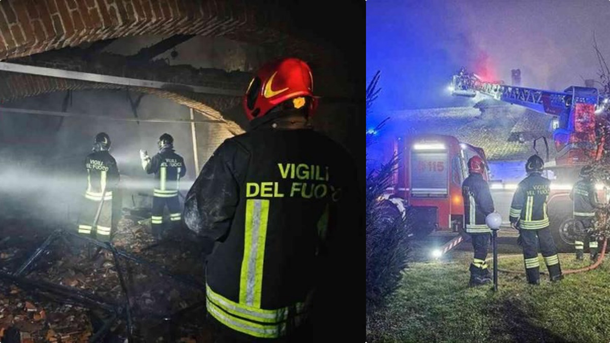 Incendio nel Vercellese: crolla il tetto, in 50 evacuati da una festa