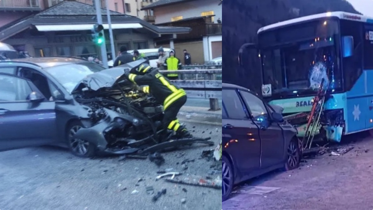 Alleghe, frontale violento auto bus: 23enne in gravissime condizioni