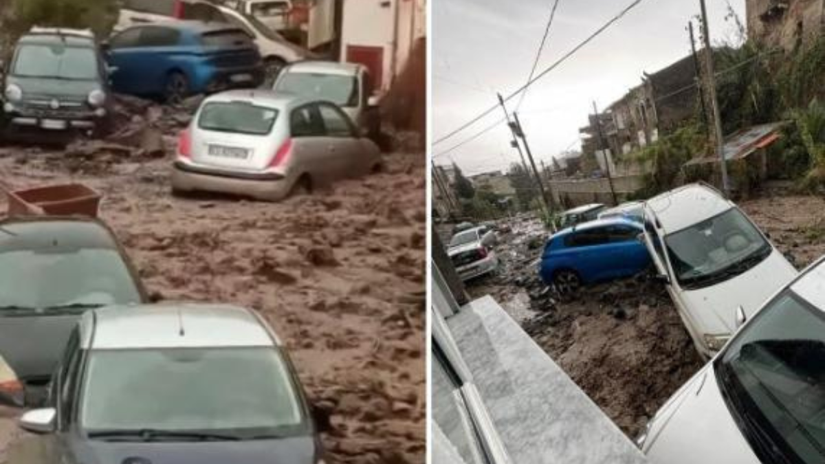 Maltempo a Messina, torrenti straripano e strade allagate